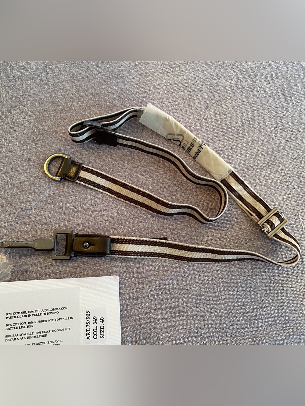 MaxMara | Brown and Cream Striped Cattle Leather Slim Belt